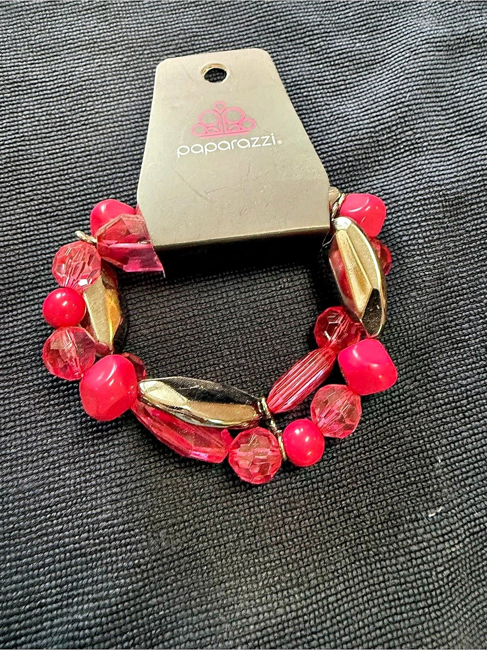 Paparazzi Beaded Bracelet in Pink & Gold